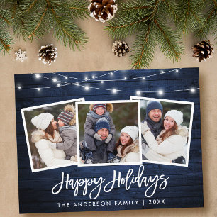 Carte Postale Bracelet Script Blue Wood Lights Holiday 3 Photo