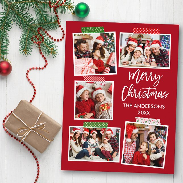 Carte Postale Bracelet Script Joyeux Bande d'artisanat de Noël R (Customize to change your personalized text size or text style.)