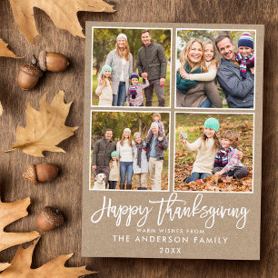 Carte Postale Bracelet Script Kraft Famille 4 Photo Thanksgiving