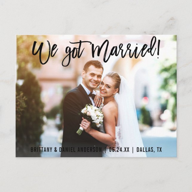 Carte Postale Bracelet Script Nous Avons Marié Couple Photo (Devant)