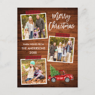 Carte Postale Bracelet Script Plaid Batterie Camion en bois Noël