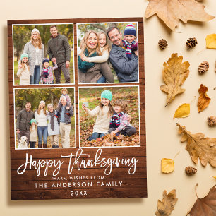 Carte Postale Bracelet Script Wood Family 4 Photo Thanksgiving