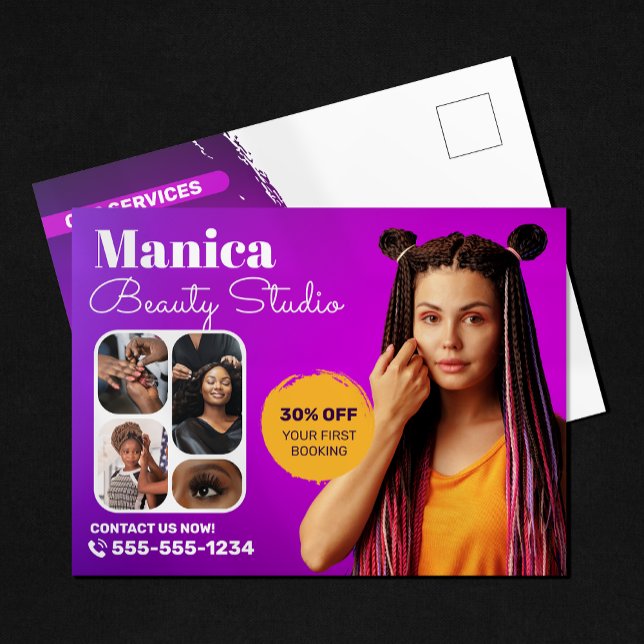 Carte Postale Bracelets de cheveux africains Beauté Salon Maquil (Créateur téléchargé)