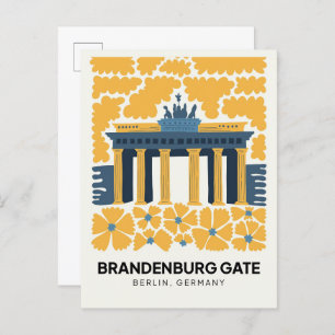 Carte Postale Bradenburg Gate Berlin Voyage abstrait art floral