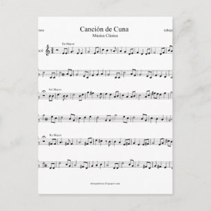 Carte Postale Brahms Lullaby Sheet Music