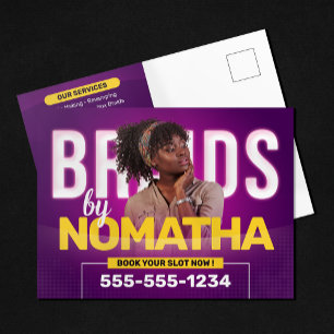 Carte Postale Braids violets et ailes vibrants Salon de tressage