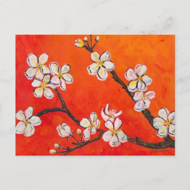 Carte Postale Branche à fleurs blanches dans l'impression de toi (Devant)