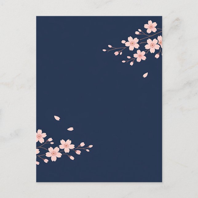 Carte Postale Branche de cerisier Navy (Devant)