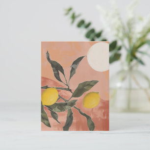 Carte Postale Branche de citron de saumon avec Abstrait minimali