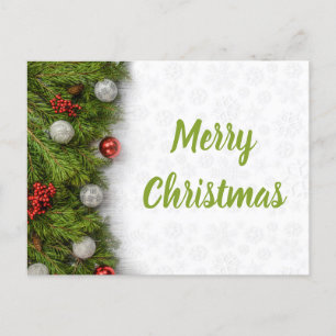 Carte Postale Branches d'arbre de Noël avec Baubles