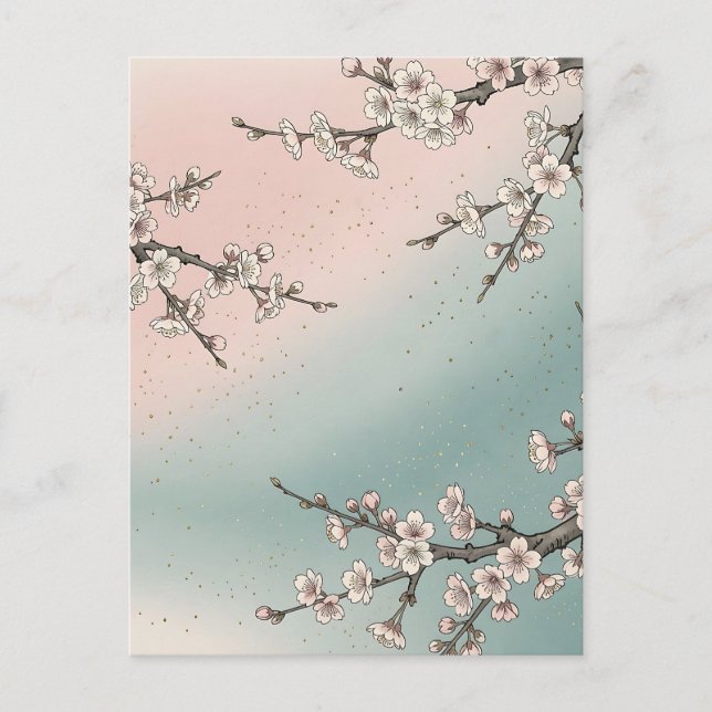 Carte Postale Branches de cerisier rose délicat Sakura (Devant)