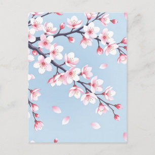 Carte Postale Branches de fleurs de cerisier motif serein