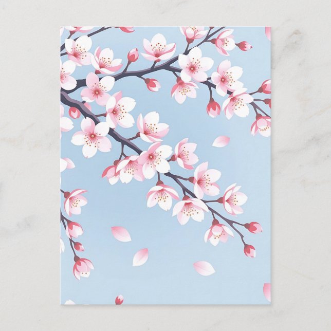 Carte Postale Branches de fleurs de cerisier motif serein (Devant)