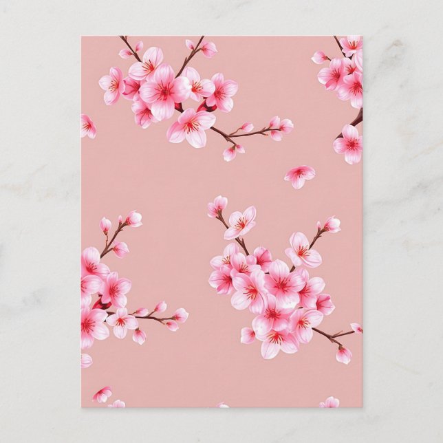 Carte Postale Branches de fleurs de cerisier rose motif (Devant)