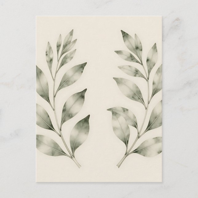Carte Postale Branches de laurier à l'aquarelle élégante (Devant)