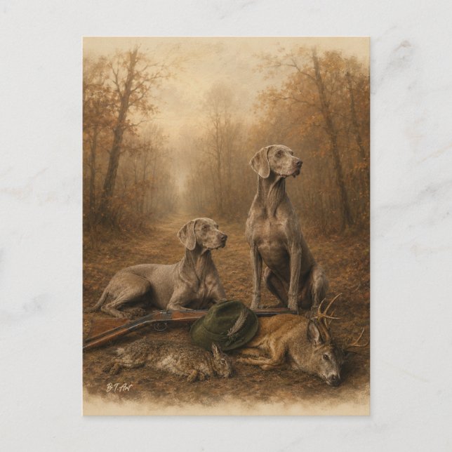 Carte Postale Braque de Weimar – Chasseur de Fantôme Argenté (Devant)