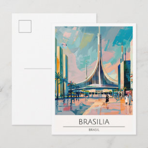 Carte Postale Brasilia Brasil Illustration d'art vintage Voyage