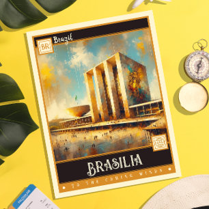 Carte Postale Brasília, Brésil   Peinture Vintage