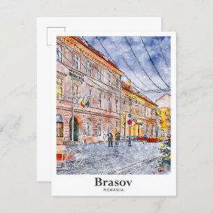 Carte Postale Brasov Roumanie Voyage Aquarelle main tirée