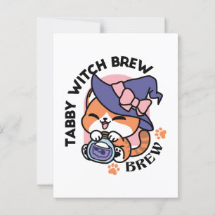 Carte Postale Brassin de Sorcière Tigré – Joli Design de Chat d'