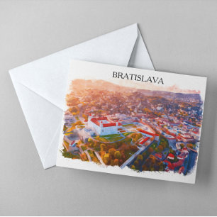 Carte Postale Bratislava historique Slovaquie - Aquarelle Skylin