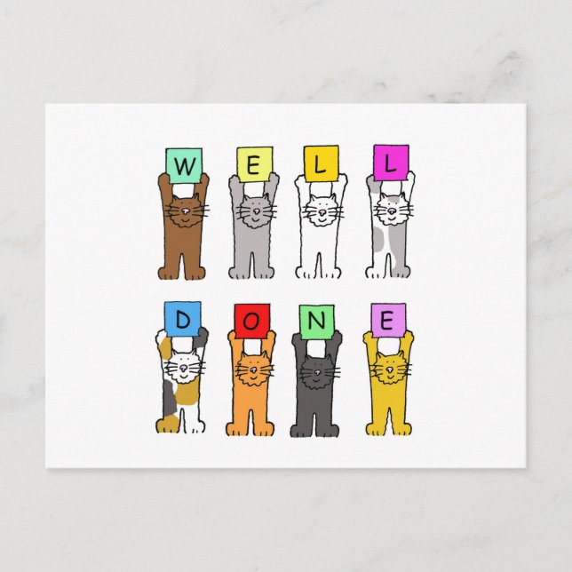 Carte Postale Bravo Félicitations Cartoon Cats (Devant)