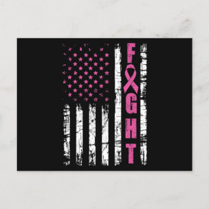 Carte Postale Breast Cancer Awareness American Flag Fight Pink R