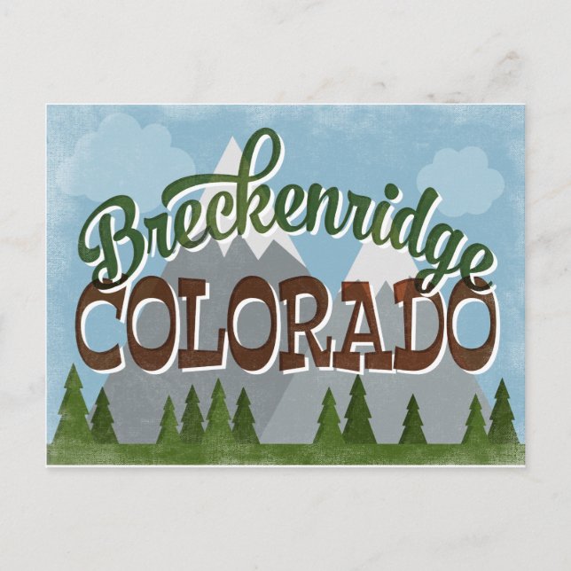 Carte Postale Breckenridge Colorado Fun Retro Snowy Mounts (Devant)