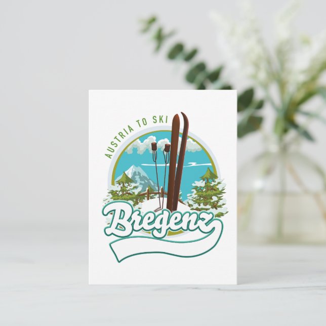 Carte Postale Bregenz autriche pour skier logo (Debout devant)