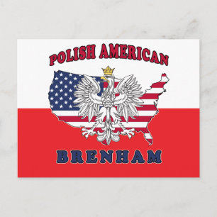 Carte Postale Brenham Texas Polonais Américain