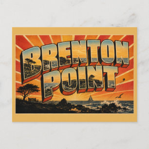 Carte Postale Brenton Point RI Côte Rocheuse Falaises Artistique