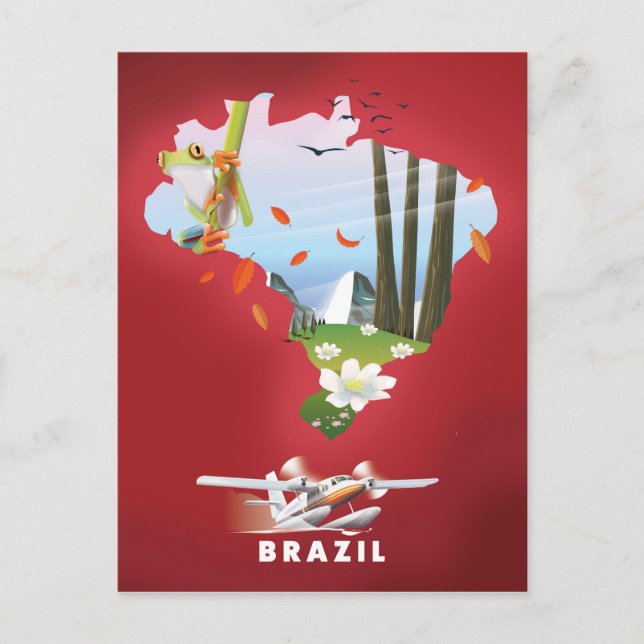 Carte Postale Brésil Affiche illustrée de voyage. (Devant)