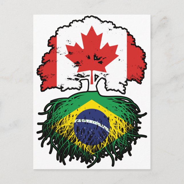 Carte Postale Brésil Brésil Brésil Canada drapeau des racines de (Devant)