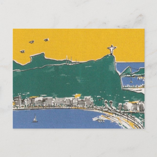 Carte Postale Brésil vert et jaune Rio de Janeiro (Devant)