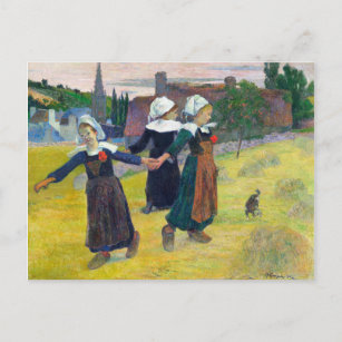 Carte Postale Breton Girls Dancing Pont-Aven par Paul Gauguin