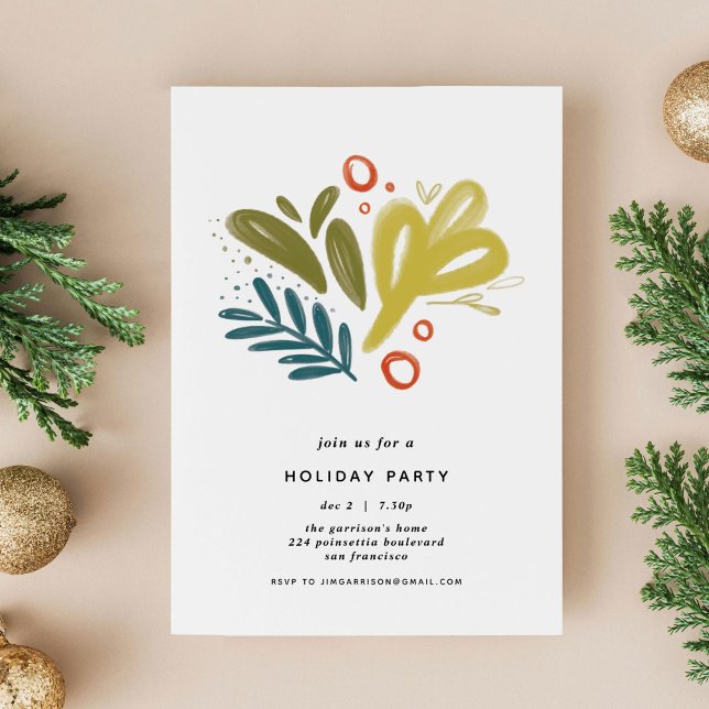 Carte Postale Brève | Invitation Festive Botanical Holiday Party (Bramble | Festive Botanical Holiday Party Invite)