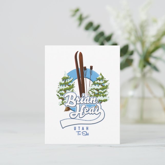 Carte Postale Brian Head Utah pour logo de ski (Debout devant)