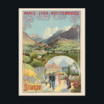 Carte Postale Briancon France Vintage Poster 1901<br><div class="desc">Vintage travel poster from Briançon in France. Published in 1901. Please note that our posters are high quality reproductions based on professional, very high resolution scans off the originals. Our manual retouching process does not involve the use of filters that remove any original details or texture that you will see...</div>