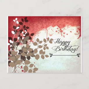 Carte Postale Brick feuillus Rouge Joyeux anniversaire