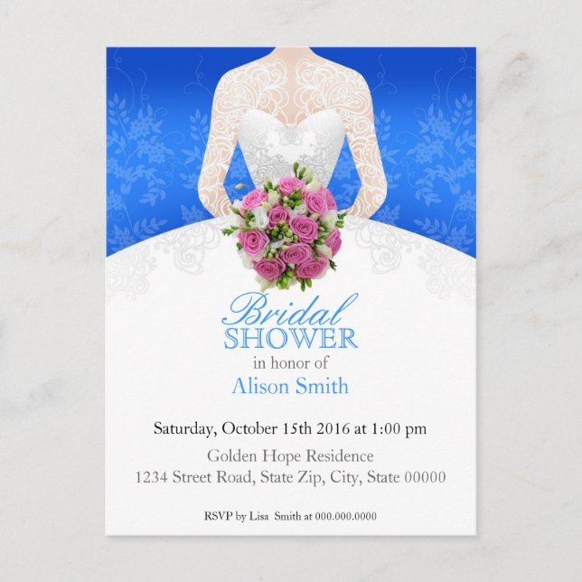 Carte Postale Bridal Shower blue invitation (Devant)