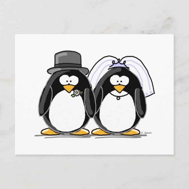 Carte Postale Bride and Groom Penguins (Devant)
