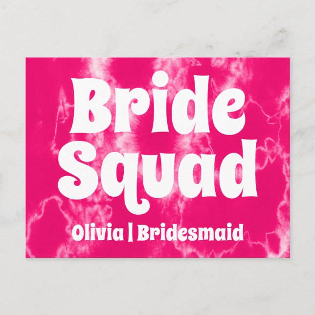 Carte Postale Bride Squad | Demoiselle d'honneur rose vif pour l (Devant)