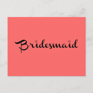 Carte Postale Bridesmaid Black sur Saumon