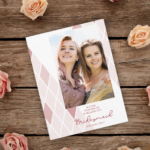 Carte Postale Bridesmaid Elegant Abstrait Photo Pink Proposition