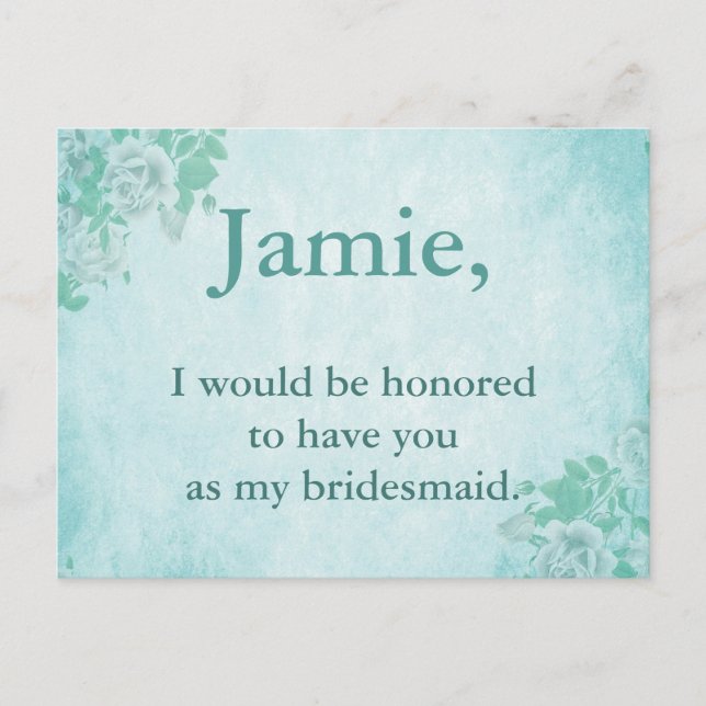 Carte Postale Bridesmaid Invitation Floral bleu (Devant)