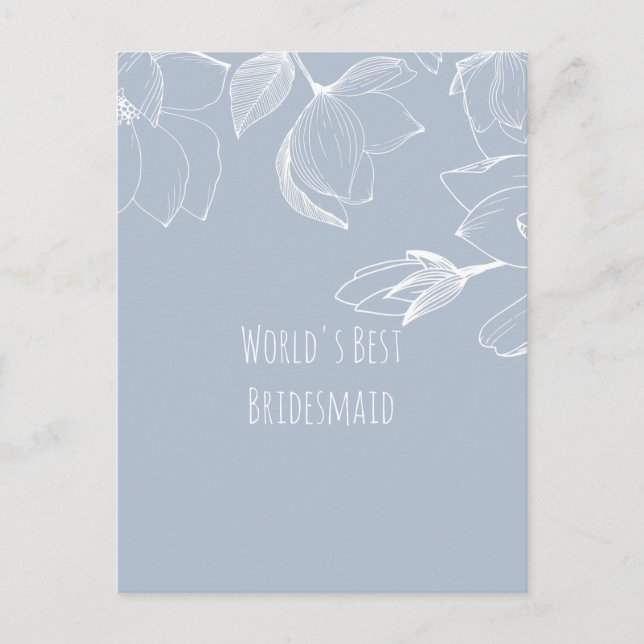 Carte Postale BRIDESMAIDS CADRES Dusty Blue White Magnolias (Devant)