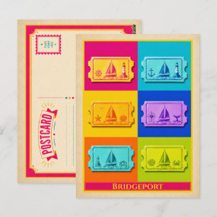 Carte Postale Bridgeport Connecticut Mystic Ticket Vintage