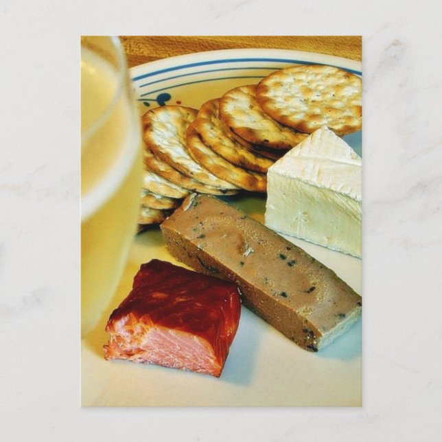 Carte Postale Brie Fromage Saumon Fumé Pate Crackers Champagne (Devant)