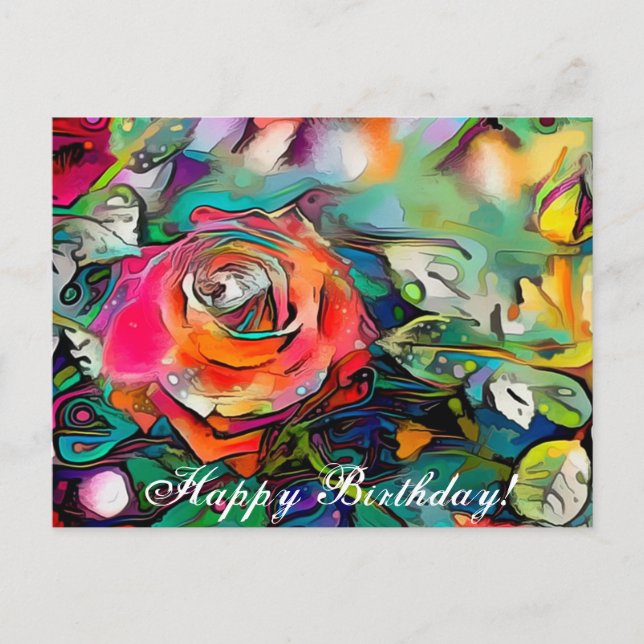 Carte Postale Bright coloré rose heureux anniversaire (Devant)
