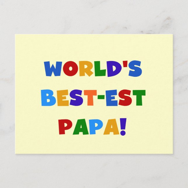 Carte Postale Bright Colours World's Best Papa Tshirts and Gifts (Devant)